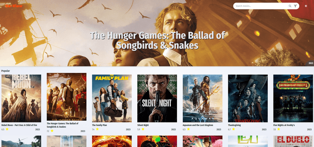 Re-view movies — Fullstack development project preview